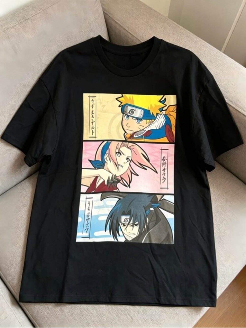 Naruto Team 7 graphic black Women Men T-shirt unisex
